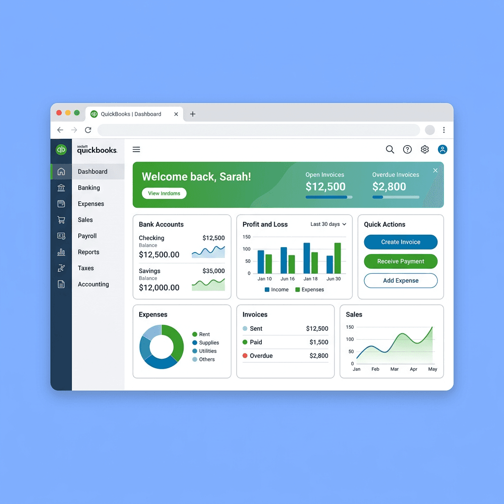 mockup of a QBO dashboard